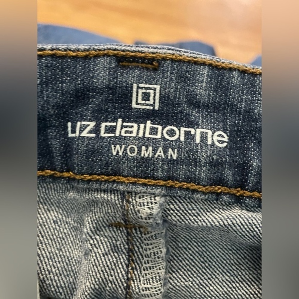 Liz‎ Claiborne Classic Fit Crop Capris Blue Denim Jeans Cropped Stretchy Sz 14w - Picture 7 of 9